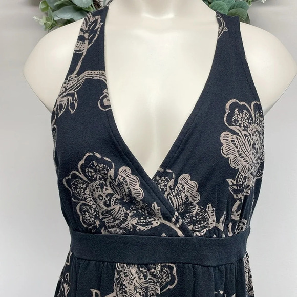 Sonoma Black and Tan Floral Sleeveless Crossback Cotton Modal Sundress PL - Picture 2 of 16